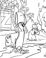 A coloring page of surfs up